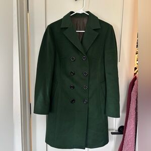 Elegant Green Double-Breasted Women's Coat